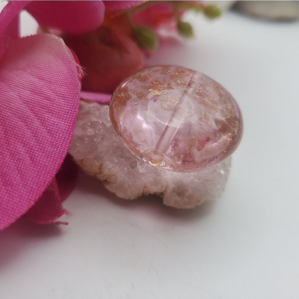Glass pink gold foiled necklace pendant